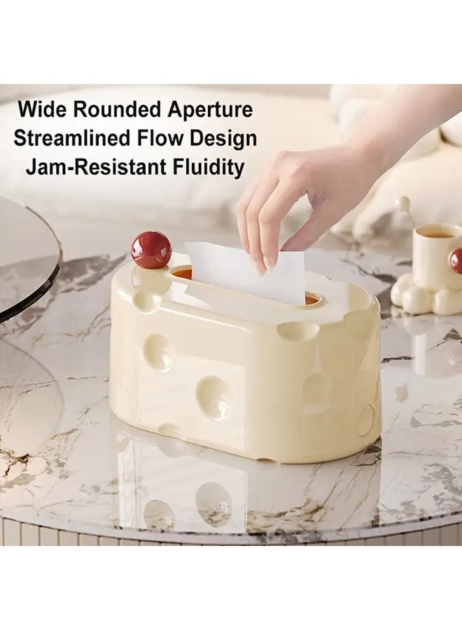 غطاء صندوق المناديل الكريمي بنقاط كرات حمراء، قابل للتركيب على الحائط أو سطح المنضدة من الجانبين - Image 5